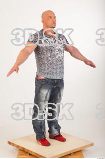 Whole body modeling reference blue jeans gray tshirt 0016